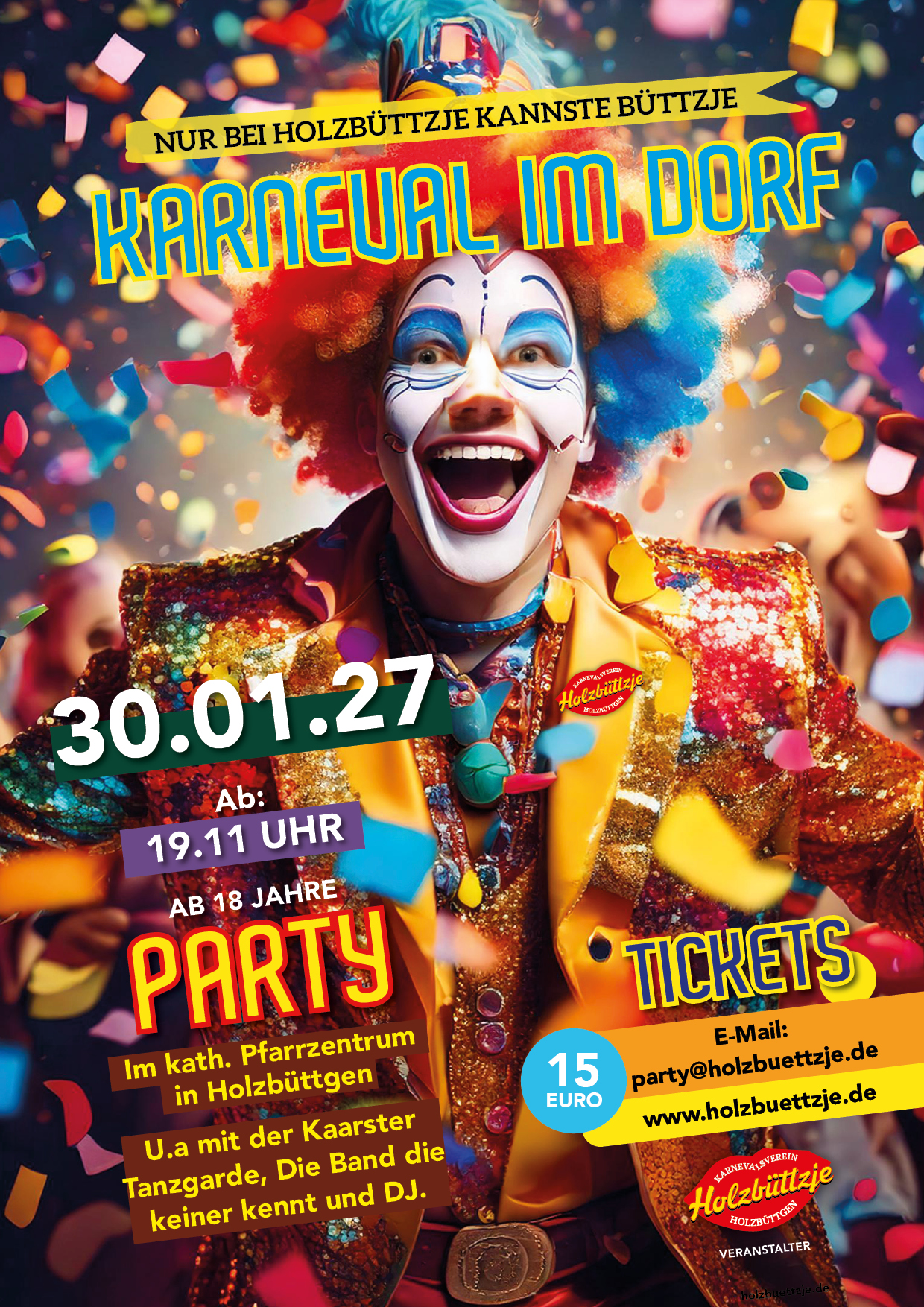 Flyer zur Holzbüttzje Karnevalsparty